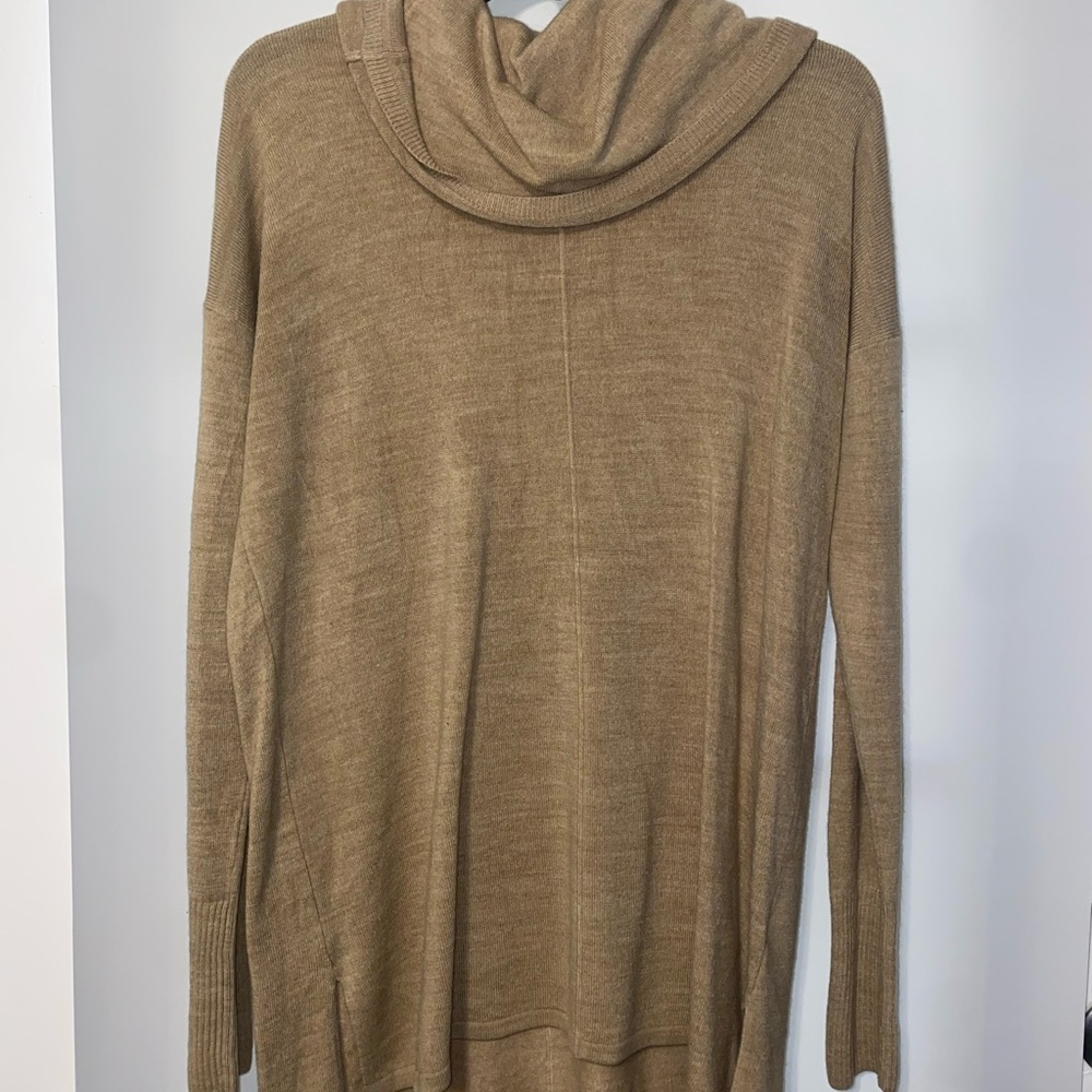 Jaclyn Smith Tan Cowl Neck Sweater Lightweight Knit